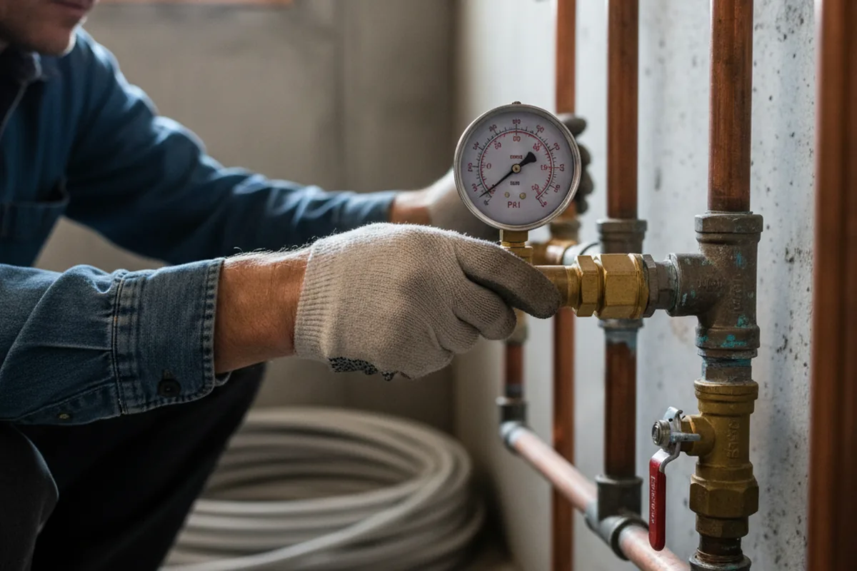 Pressure testing a repaired line during Water Line Repair in Broomall
